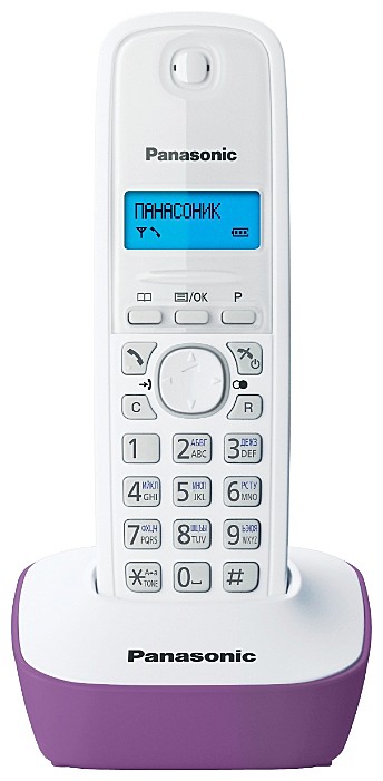 Телефон беспроводной PANASONIC  KX-TG1611 RUF бело-сиренев