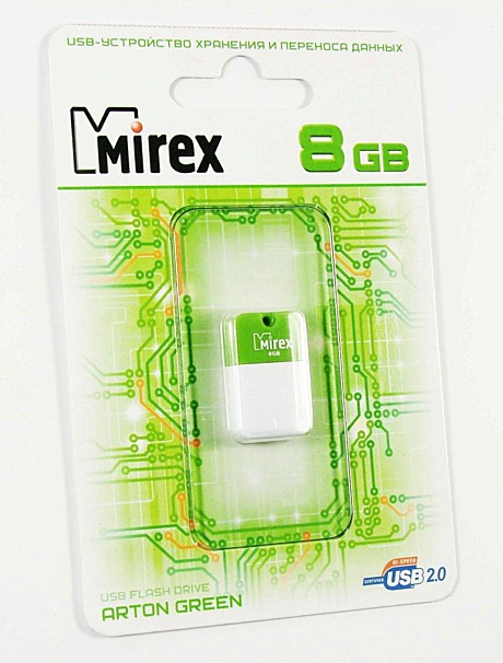 Флэш-диск  USB 2.0 Mirex 8Gb Arton зелёный