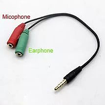 Переходник 3.5мм TRS(F) + 3.5мм TRS(F) аудиовыход + мик. вход - USB для аналоговых PC гарнитур, De